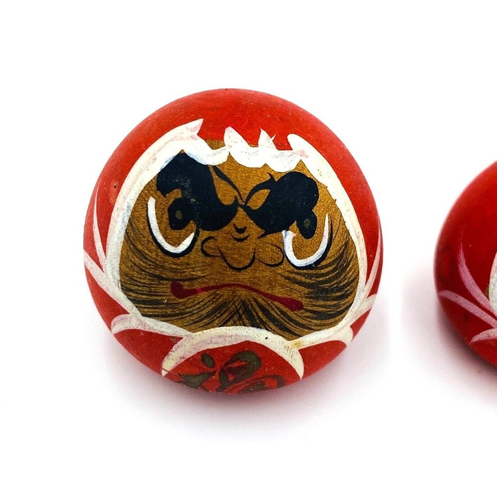 Japanese Daruma Kokeshi Doll Hand Painted Wooden Set of 6 Red - Picture 2 of 14